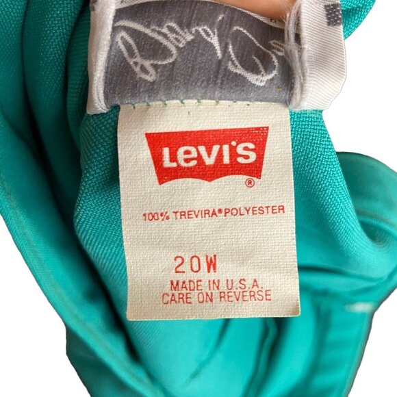 Bend Over by Levi Pants Women Teal Blue Straight Leg Flat Front Zip Size 20W - Picture 3 of 5